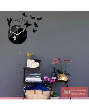 Дзеркальний декоративний настінний годинник - Фея і чарівні метелики 620, зображення 9