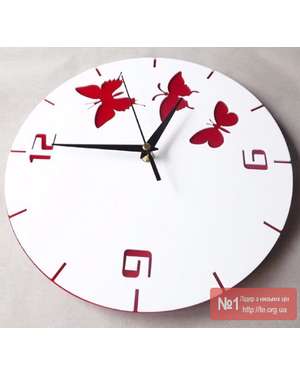 Круглий настінний годинник три метелики 622, зображення 5