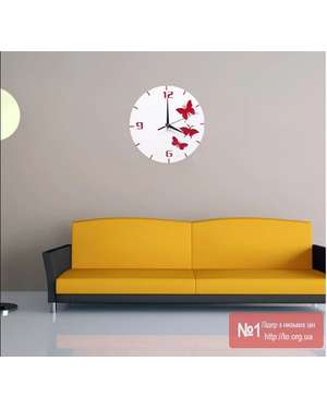 Круглий настінний годинник три метелики 622, зображення 6