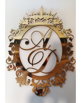 Дзеркальна монограма з ініціалами, іменами молодят 645, зображення 1