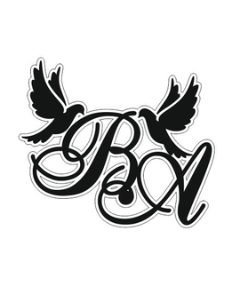 Весільна монограма з ініціалами, іменами молодят та голубами 657, зображення