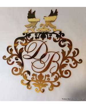 Дзеркально - золотий Фамільний герб, монограма, весільний герб - Time Decor 658