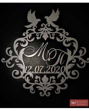 Монограма, весільний герб з ініціалами, іменами молодят 658, зображення 5