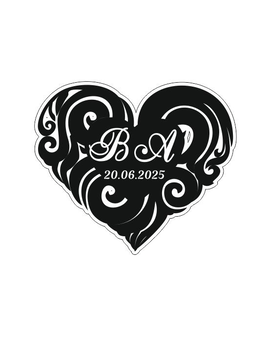 Весільна монограма з ініціалами, іменами молодят 660, зображення