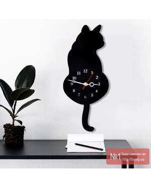 Настінний годинник з маятником Чорний Кіт - TimeDecor 712
