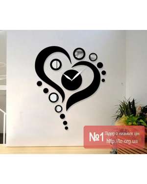 Дизайнерський настінний годинник - серце 724, зображення 1