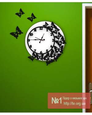 3D настінний годинник із метеликами - вибір кольору - Time Decor 750