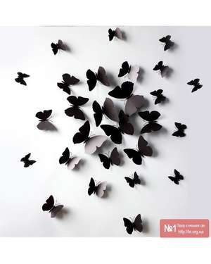 Дзеркальні 3D метелики комплект 12шт. - 752, зображення 5
