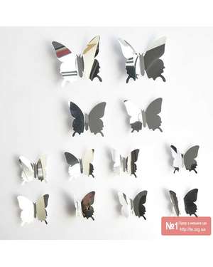 Дзеркальні 3D метелики комплект 12шт. - 752, зображення 8
