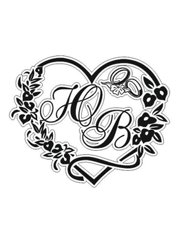 Серце із ініціалами молодят на весілля для фотозони - банера 789, зображення