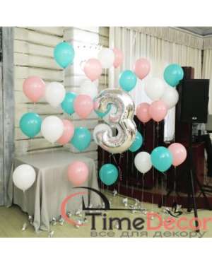 Повітряна фольгована кулька цифра 3 - 809, зображення 5