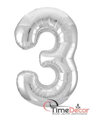 Повітряна фольгована кулька цифра 3 - 809, зображення 6