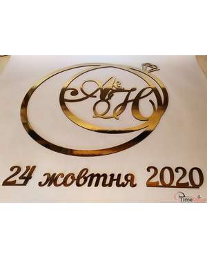 Весільна монограма Колечка, Обручки з ініціалами, іменами молодят 823, зображення 5