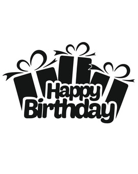 Happy Birthday з подарунками наклейка напис для фотозони