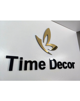 3D об'ємний логотип на стіну з брендом компанії - дзеркальні та матові кольори, зображення